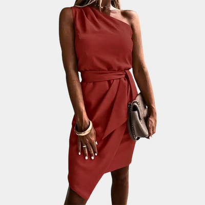 Rose - Robe À Épaulettes Pour Femmes Avec Ceinture