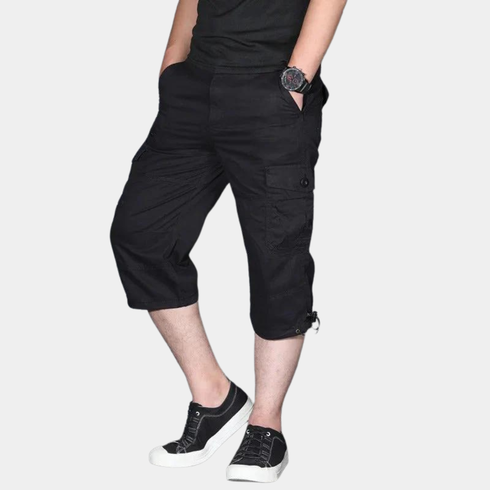 Pantalon cargo homme – Coupe décontractée – Longueur trois-quarts – Tissu respirant – Multi poches