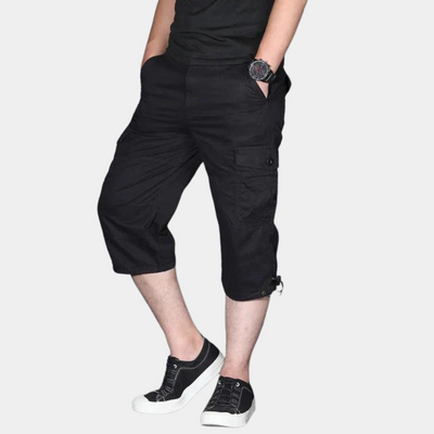 Pantalon cargo homme – Coupe décontractée – Longueur trois-quarts – Tissu respirant – Multi poches