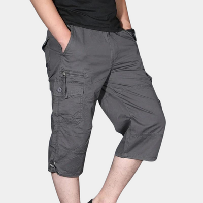Pantalon cargo homme – Coupe décontractée – Longueur trois-quarts – Tissu respirant – Multi poches