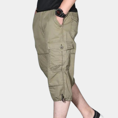 Pantalon cargo homme – Coupe décontractée – Longueur trois-quarts – Tissu respirant – Multi poches