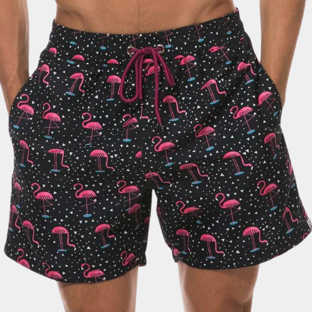 Short homme – Coupe décontractée – Tissu respirant – Taille cordon – Imprimé intégral