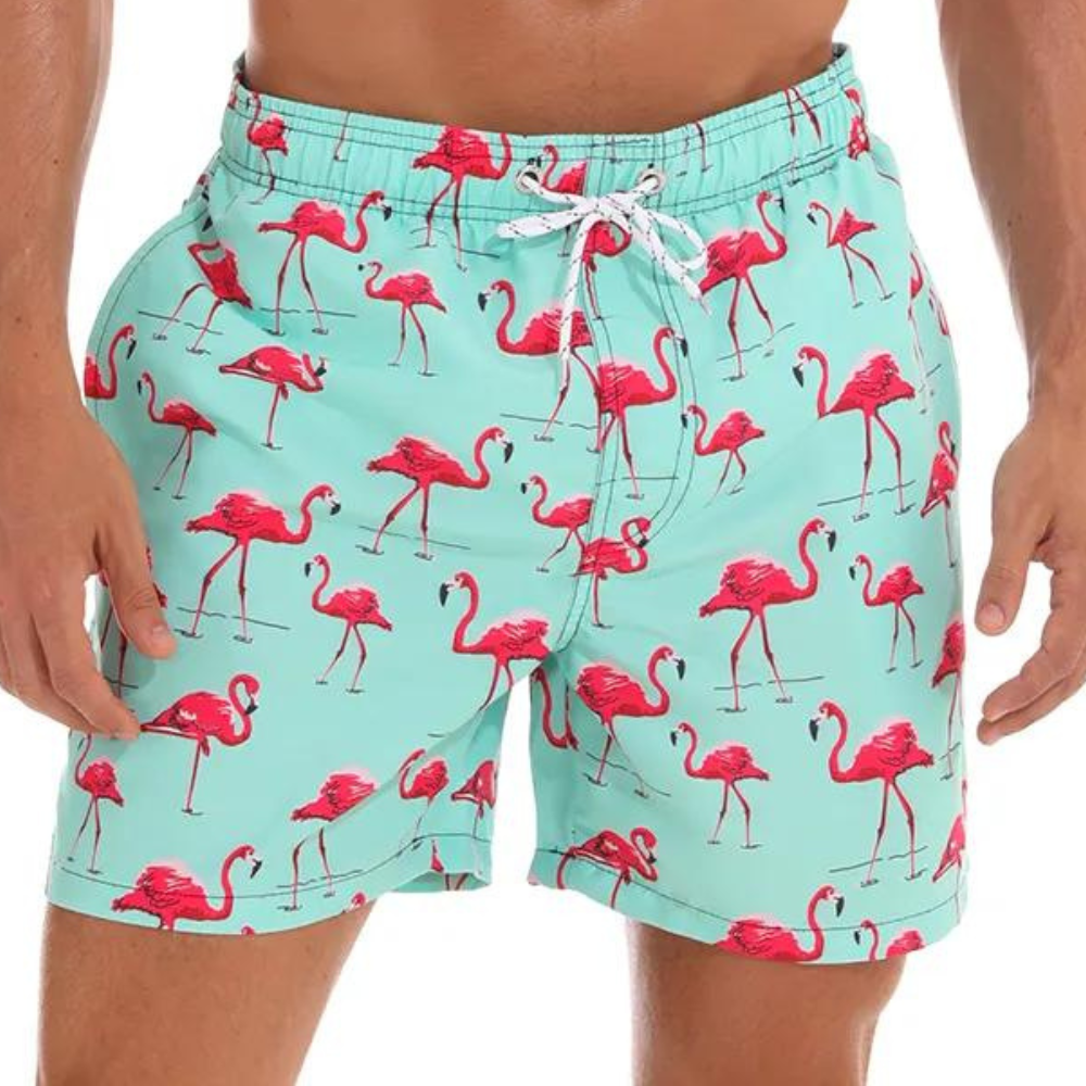 Short homme – Coupe décontractée – Tissu respirant – Taille cordon – Imprimé intégral