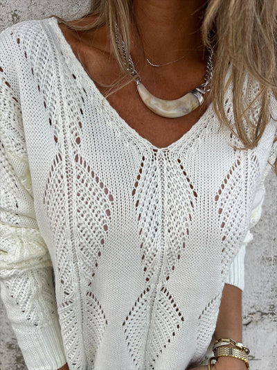 Pull à boutons réversibles en tricot à feuilles