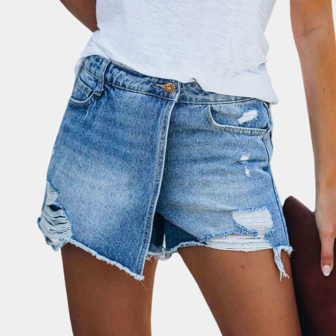 Hildegard - Short en jean asymétrique élégant pour femmes