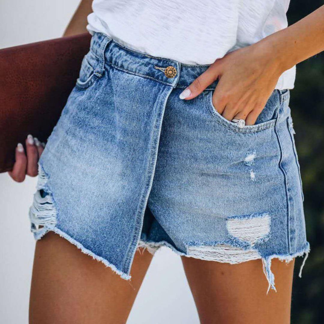 Hildegard - Short en jean asymétrique élégant pour femmes