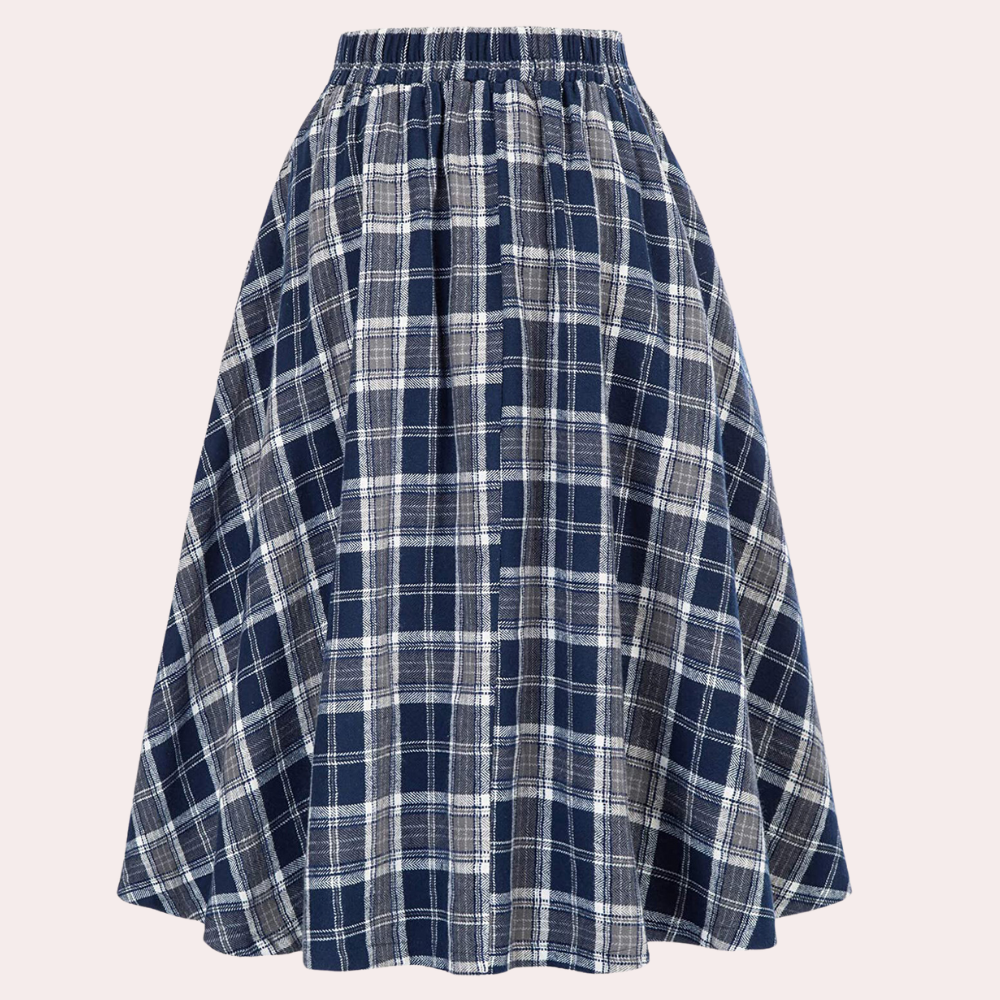 Luminita - Élégante jupe trapèze avec un motif à carreaux très tendance