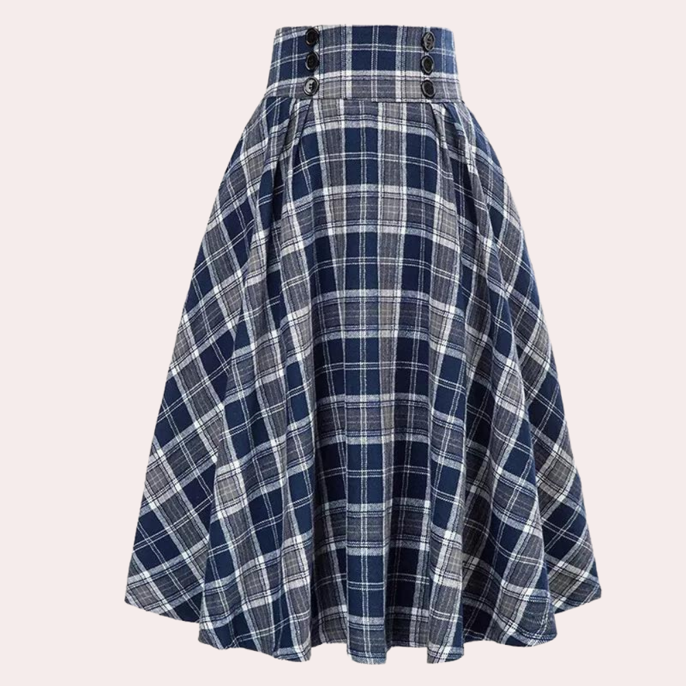 Luminita - Élégante jupe trapèze avec un motif à carreaux très tendance