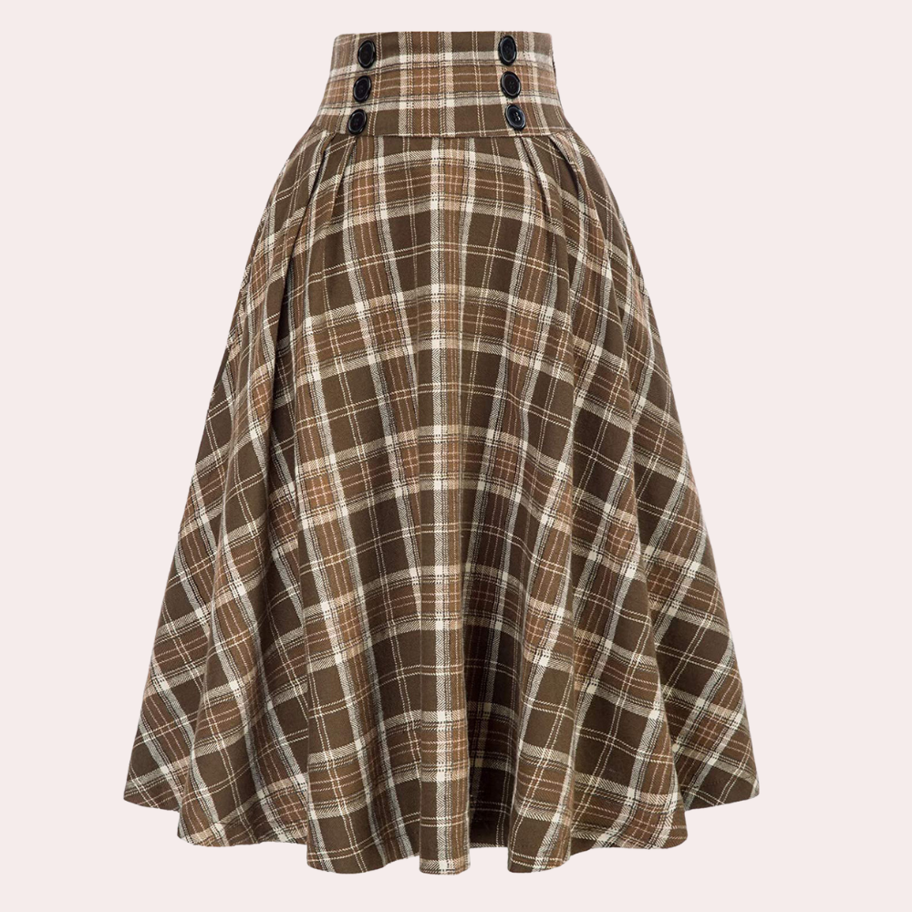 Luminita - Élégante jupe trapèze avec un motif à carreaux très tendance