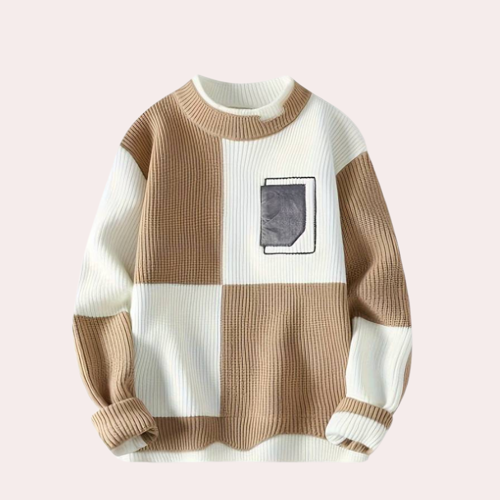 Agoston - Pull stylisé à blocs de couleurs pour l'homme soucieux de la mode