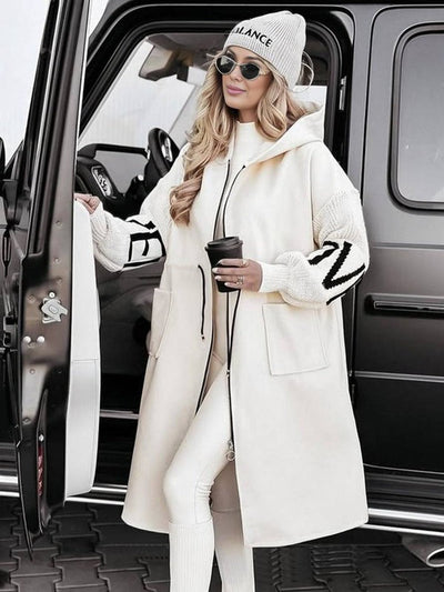Manteau long à capuche ample