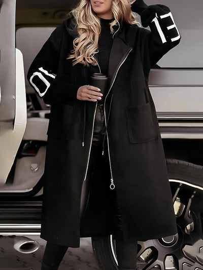 Manteau long à capuche ample