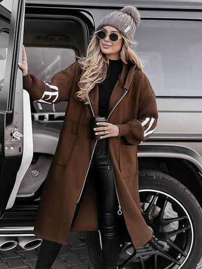 Manteau long à capuche ample