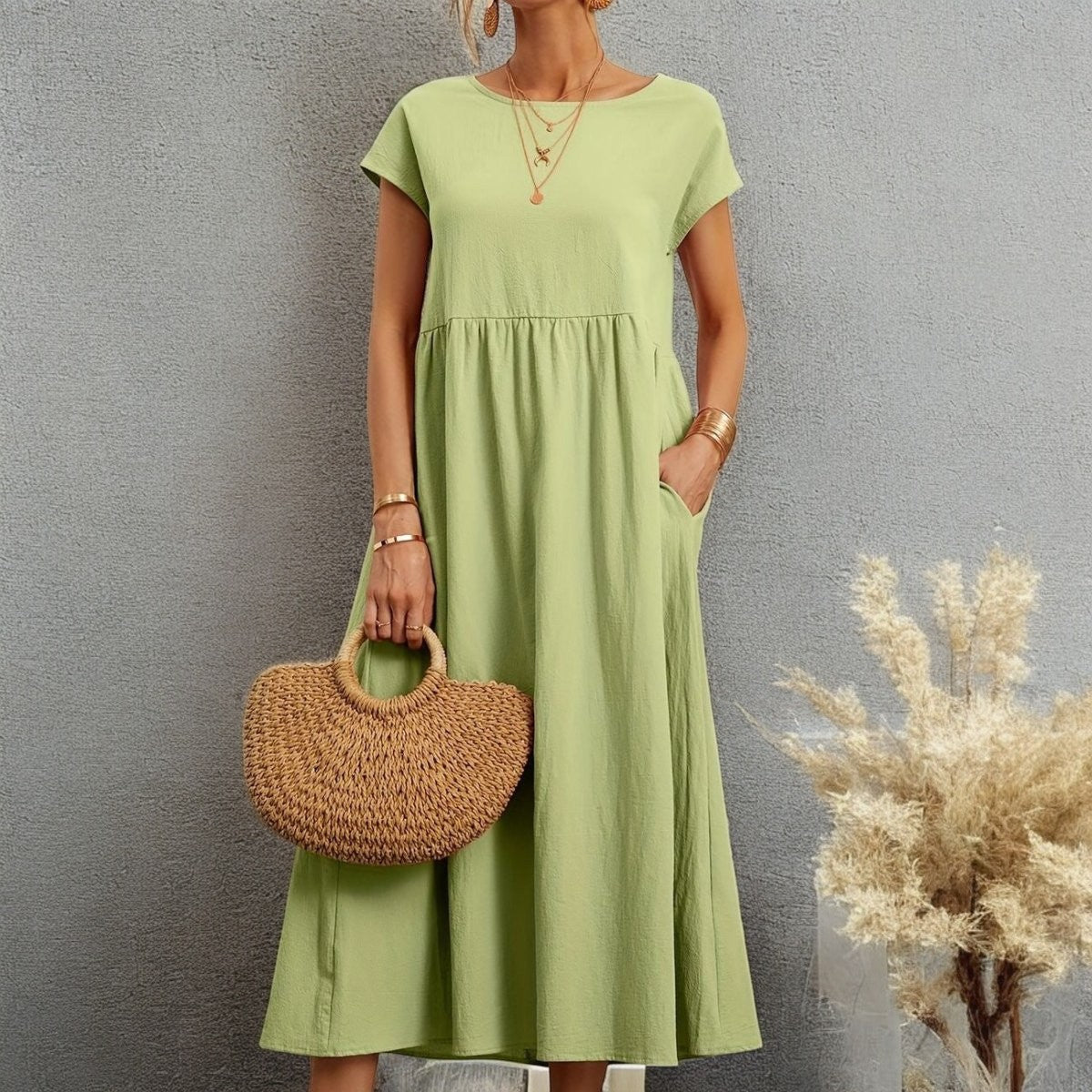 Fabiola - Robe D'Été Décontractée À Col Rond