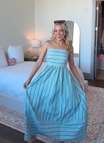Julietta™ | Robe Longue Rayée à Bretelles Fines