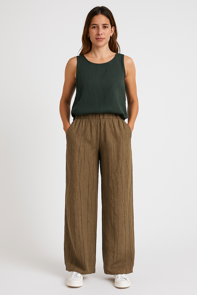 Pantalon femme – Coupe ample – Tissu respirant – Taille élastique – Style lanterne