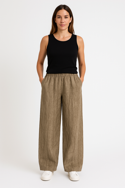 Pantalon femme – Coupe ample – Tissu respirant – Taille élastique – Style lanterne