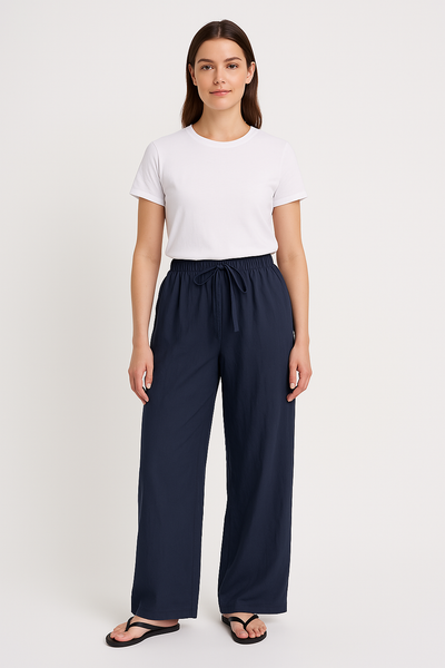 Pantalon Femme Large – Coupe Ample – Tissu Respirant – Taille Élastique avec Cordon