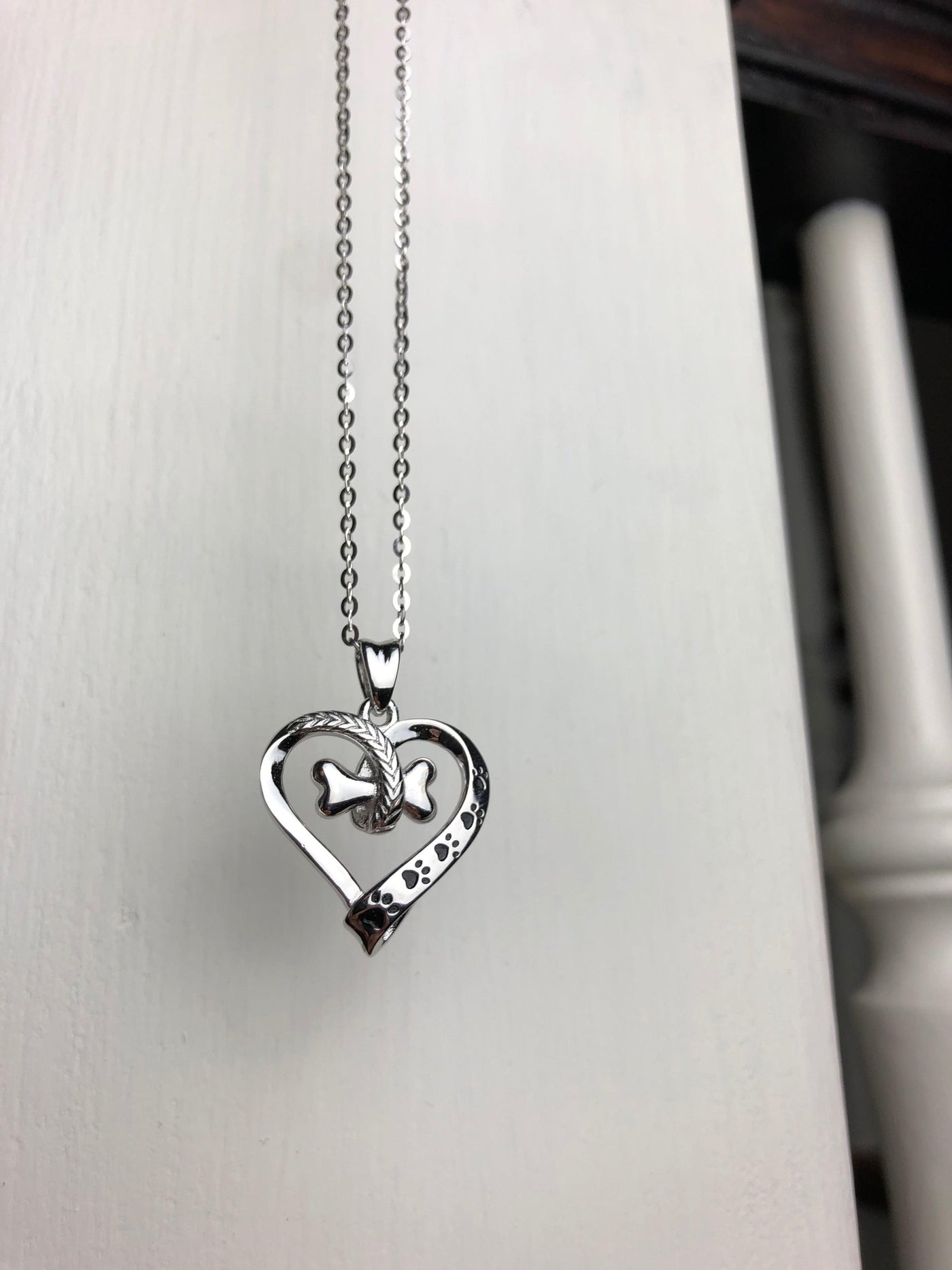 Collier en argent avec patte et cœur - Nala