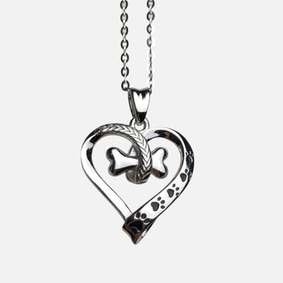 Collier en argent avec patte et cœur - Nala