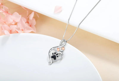 Collier en argent infini avec patte de chien - Yumi