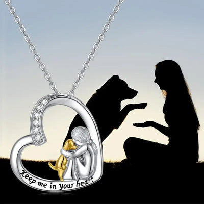 Collier en argent 925 avec motif de cœur et de chien - Milia