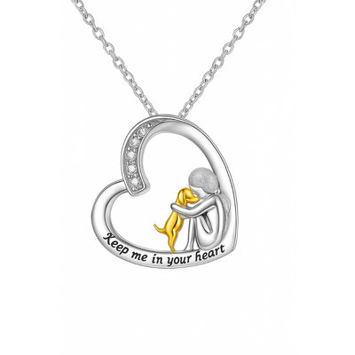 Collier en argent 925 avec motif de cœur et de chien - Milia