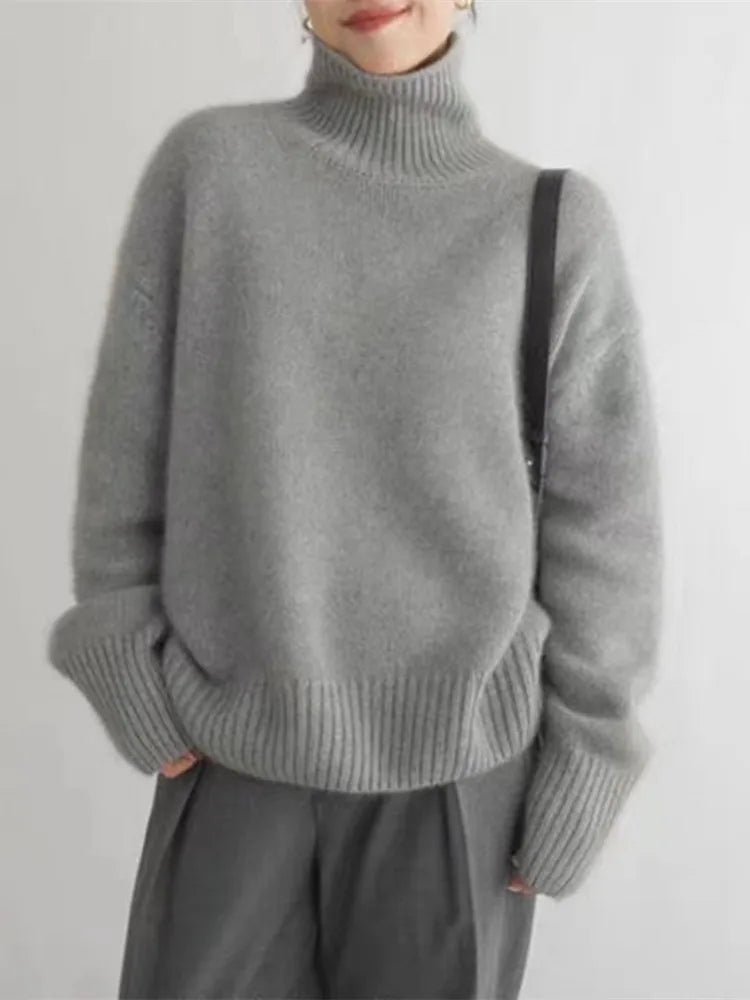 Agnes™ – Komfortabel, strikket og blød rullekrave sweater