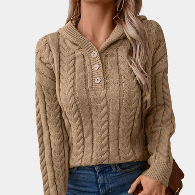 SAMANTHA - Pull Tricoté à Capuche Classique pour Femmes