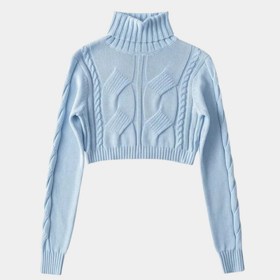 DONNA - Pull Écourté à Col Montant pour Femmes