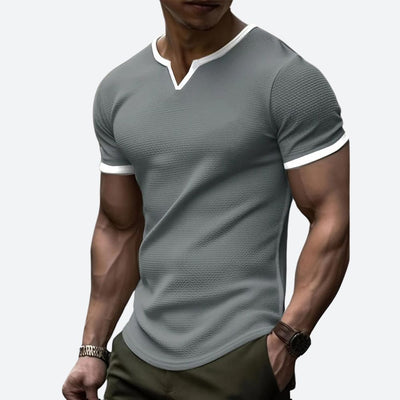 T-shirt gaufré stylé avec col en V élégant - Darcyl