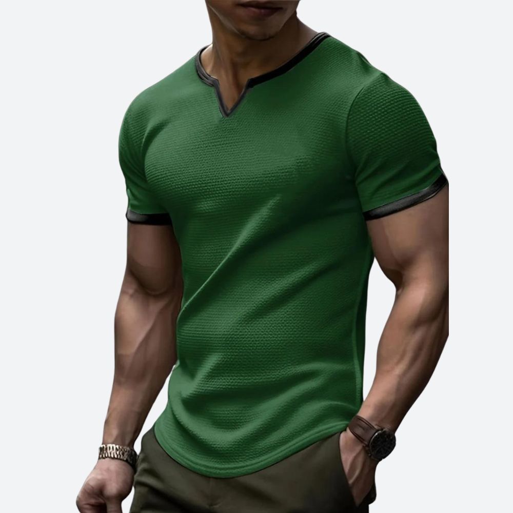 T-shirt gaufré stylé avec col en V élégant - Darcyl