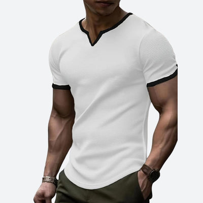 T-shirt gaufré stylé avec col en V élégant - Darcyl
