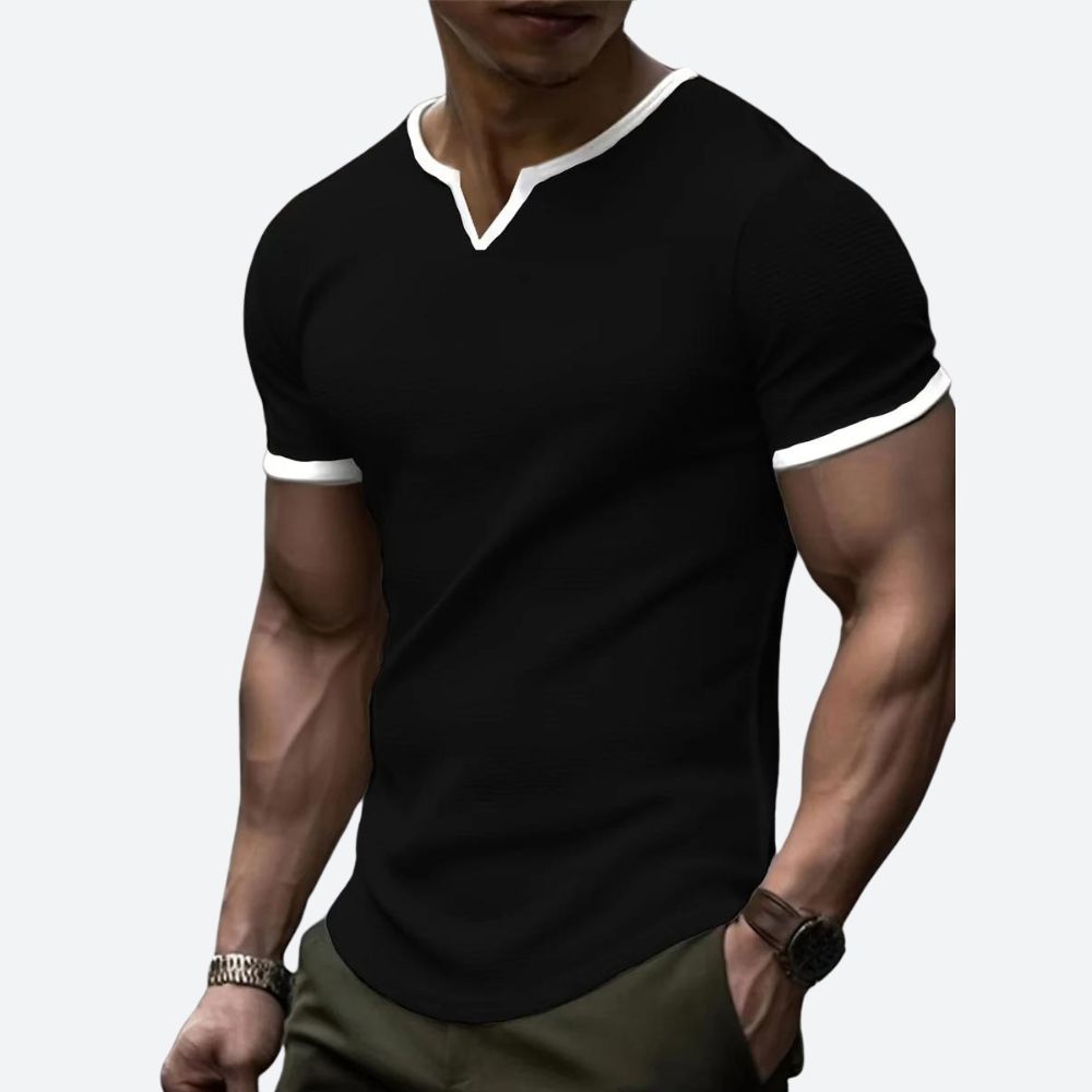 T-shirt gaufré stylé avec col en V élégant - Darcyl