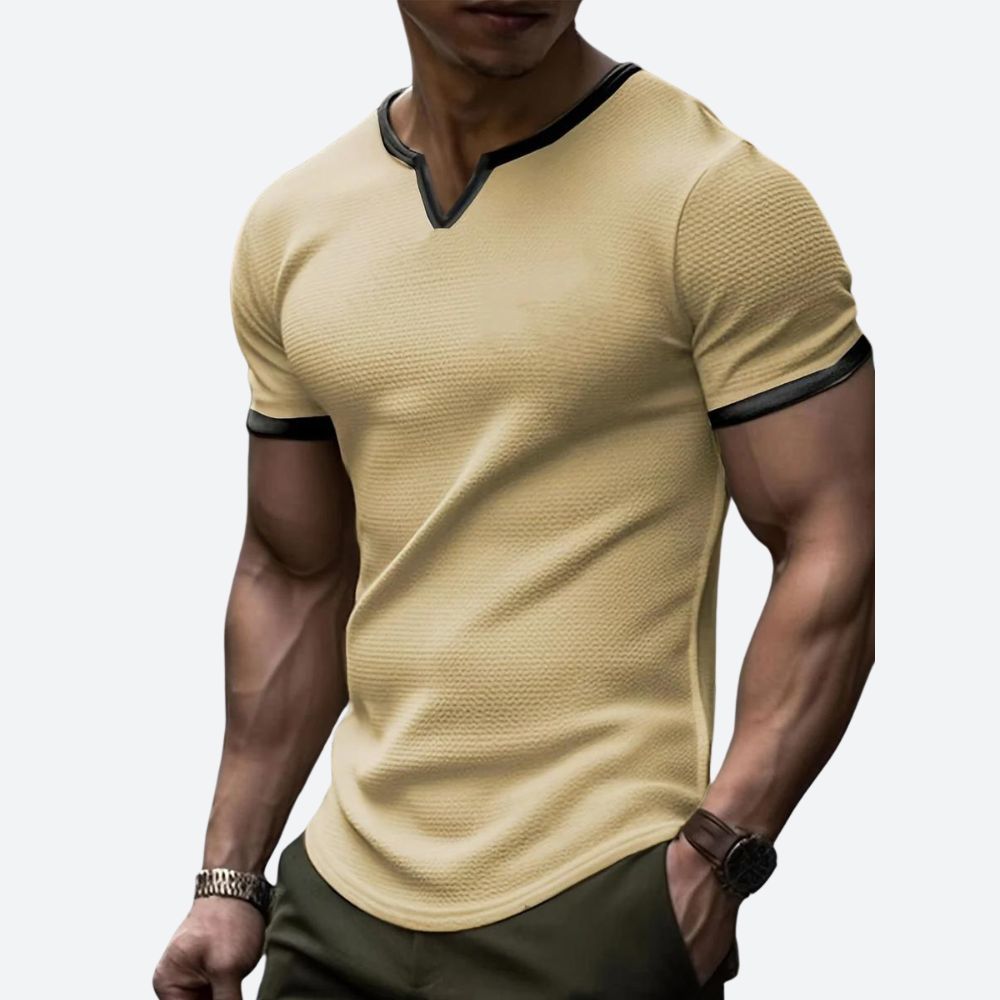 T-shirt gaufré stylé avec col en V élégant - Darcyl