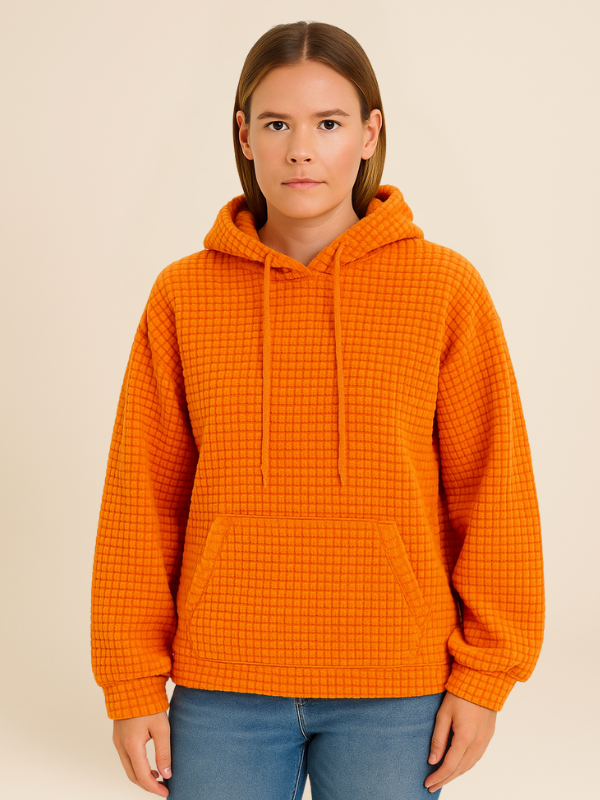 Sweat à Capuche Texturé | Confort Quotidien | Design Quadrillé