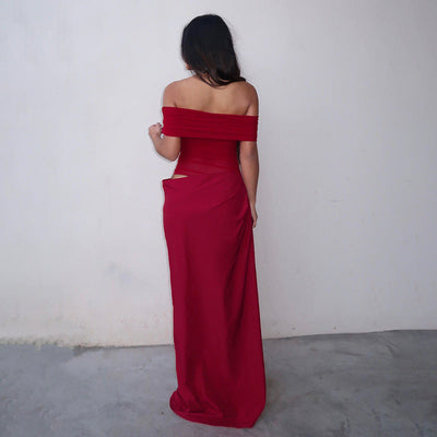 Maisy | Robe Maxi en Maille à Épaules Dénudées