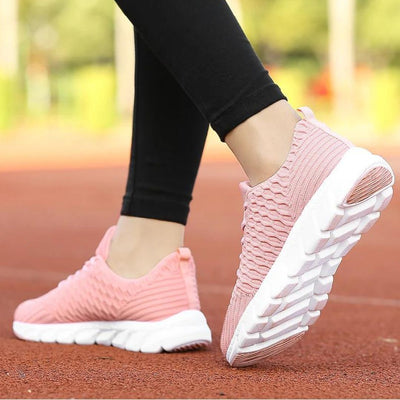 Baskets femme – Basse coupe – Maille respirante – Semelle mémoire de forme – Lacets ajustables