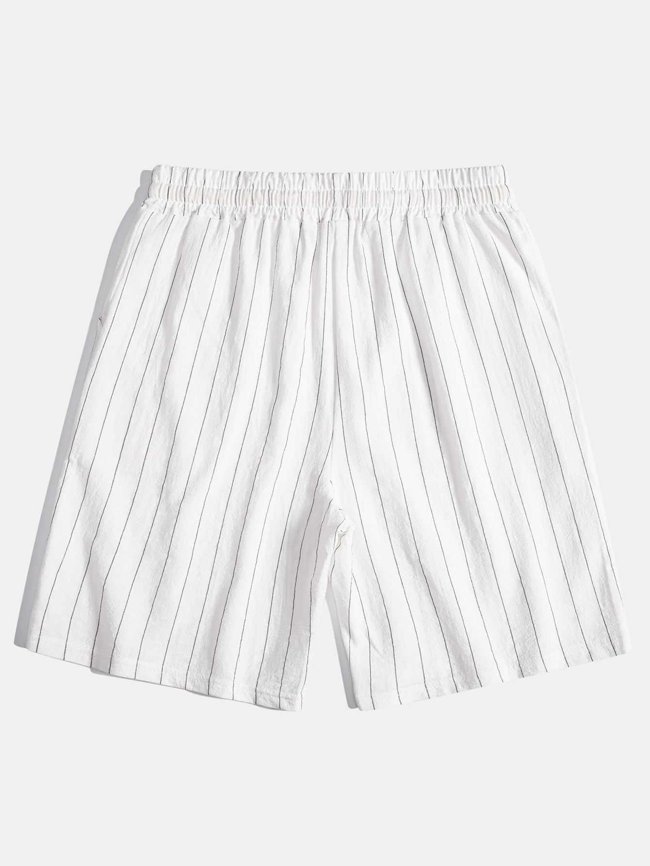 Ensemble Décontracté : Chemise Rayée Style Lin & Short à Cordon