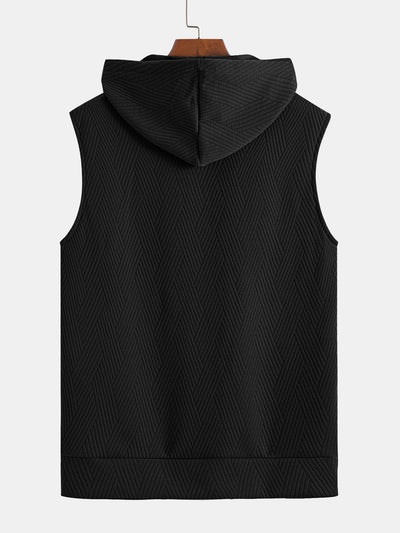 Débardeur à Capuche Jacquard Rayé avec Short Assorti