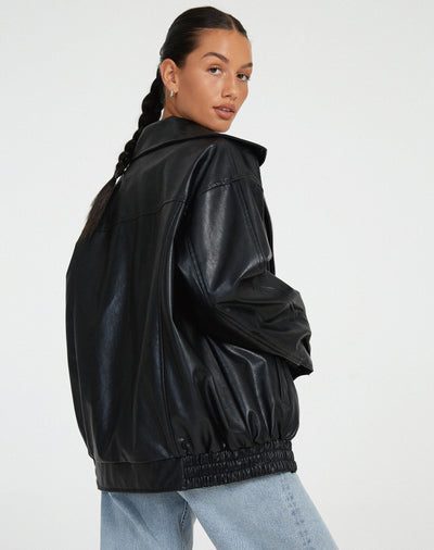 Veste Oversize en Simili Cuir | Style Décontracté | Veste Polyvalente