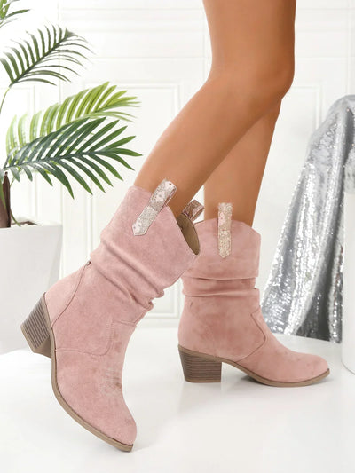 Élisa | Bottes Rose Élégant Pour Femme | Large Mollet