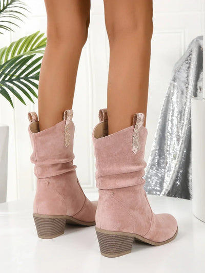 Élisa | Bottes Rose Élégant Pour Femme | Large Mollet