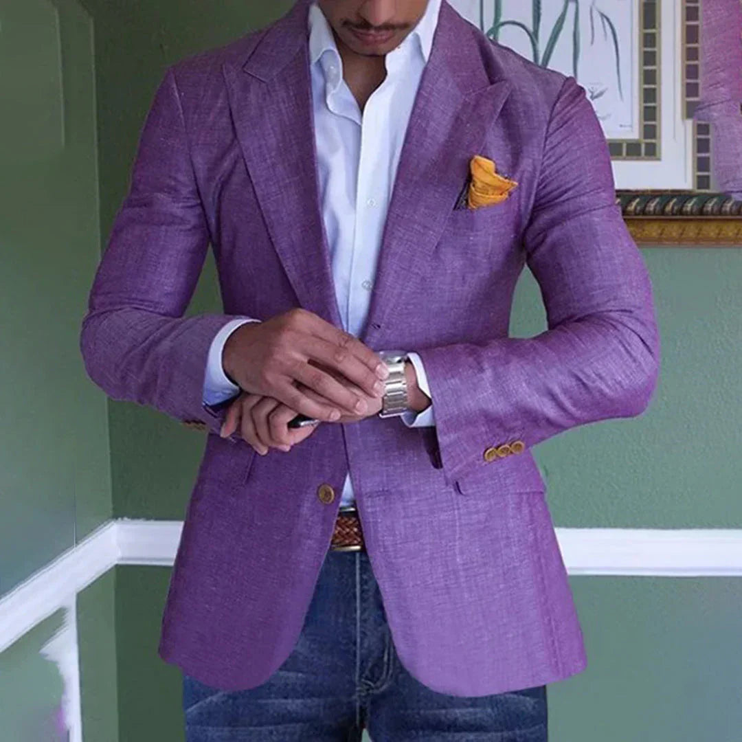 Blazer homme – Coupe ajustée – Tissu respirant – Deux boutons – Poches à rabat