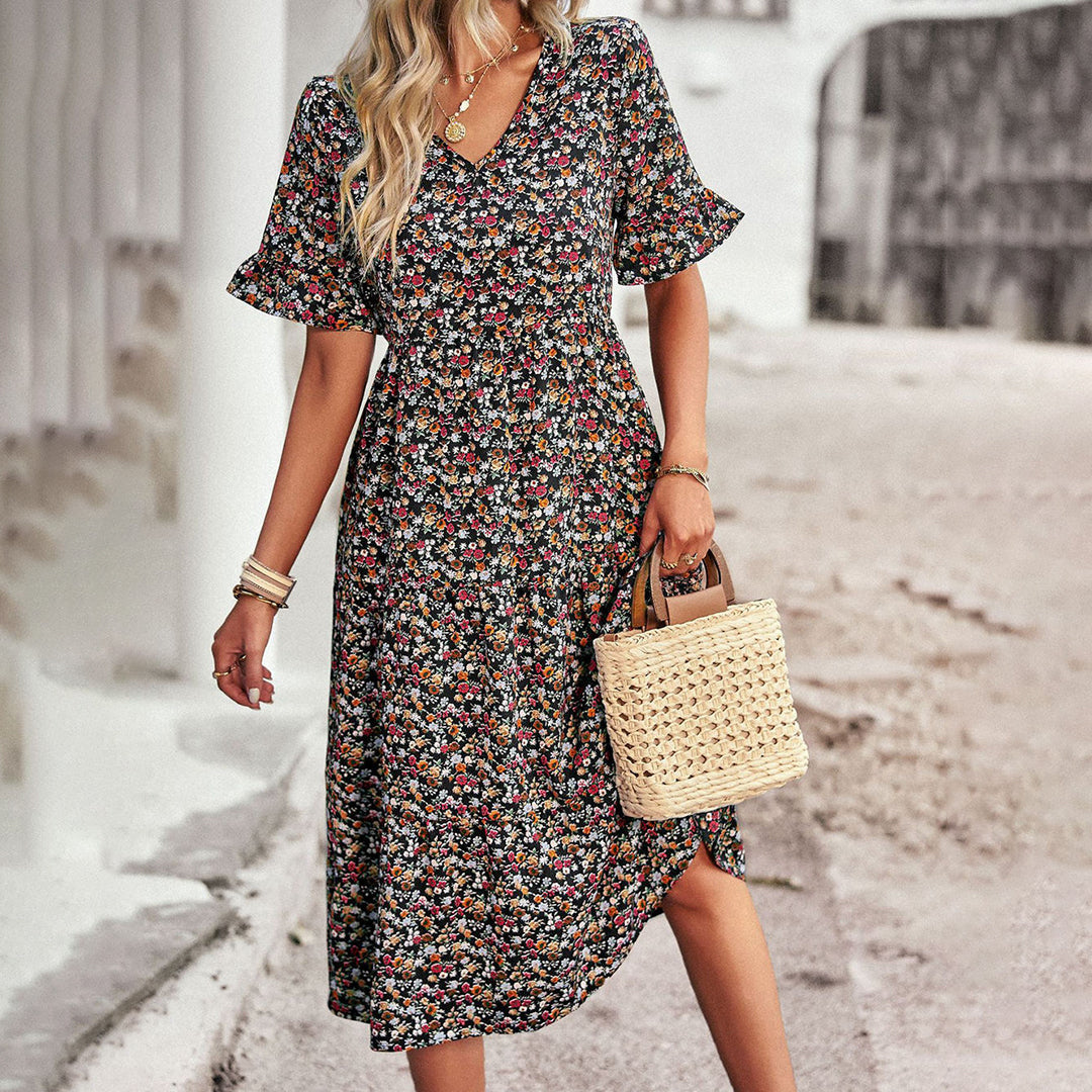 EMERY - Robe midi d'été à fleurs