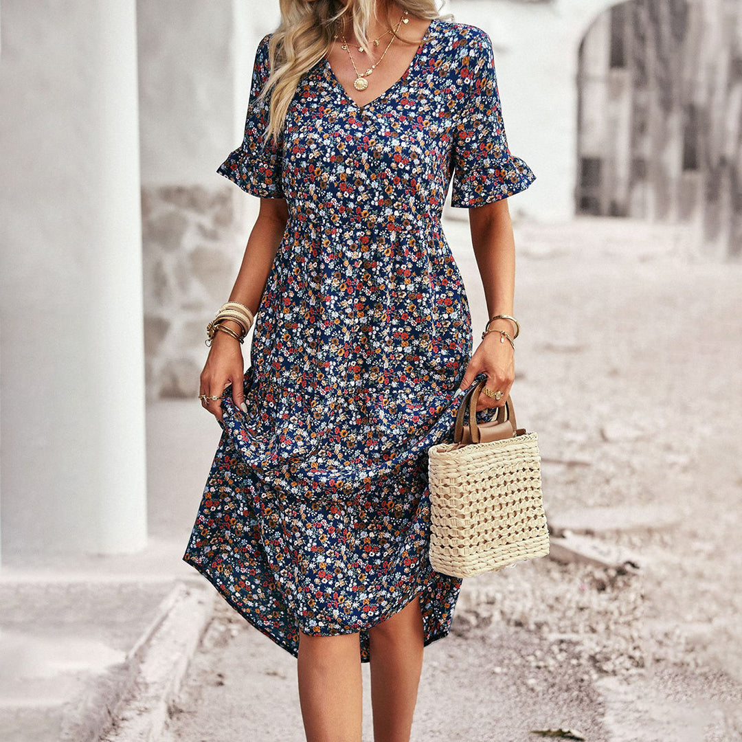 EMERY - Robe midi d'été à fleurs