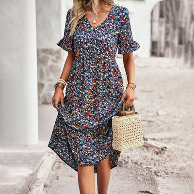 EMERY - Robe midi d'été à fleurs