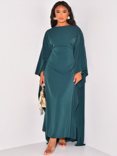 Madeleine - Robe Élégante À Manches Batwing Et Décolleté En V