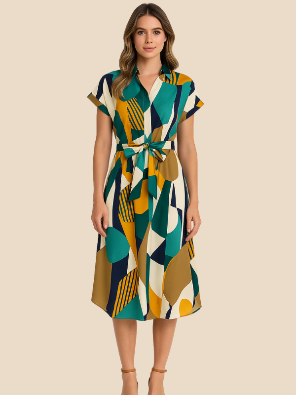 Robe Chemise Colorée | Imprimé Géométrique | Légère & Audacieuse