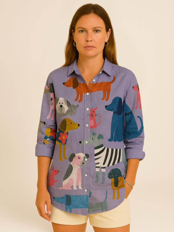 Chemise Décontractée Imprimé Chien | Tendance et Confort | Tissu Doux
